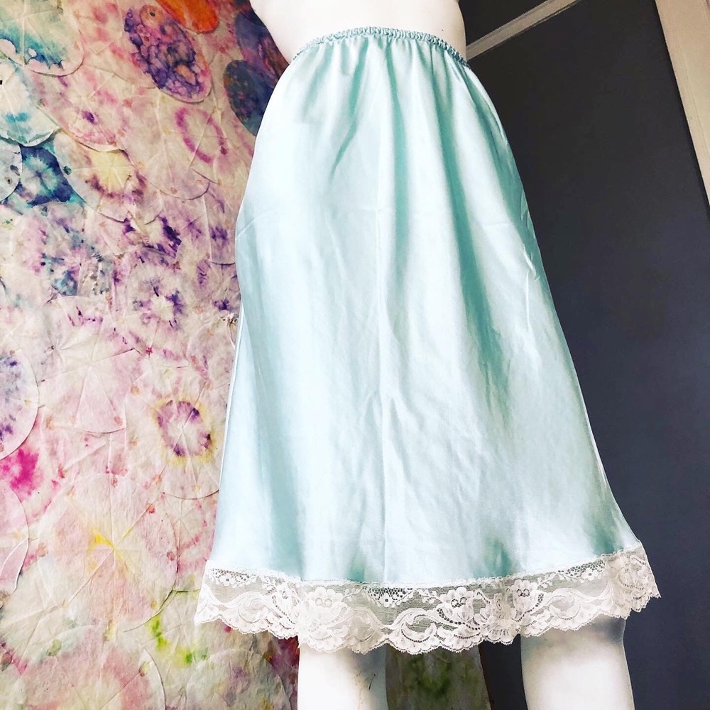 Light Blue Lace Trim Slip